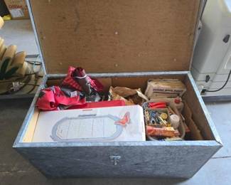 #12074 • Metal Trunk with Miscellaneous Items
