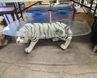 #1648 • Glass Coffee Table with Tiger Base abd Tiger Base without Glass
