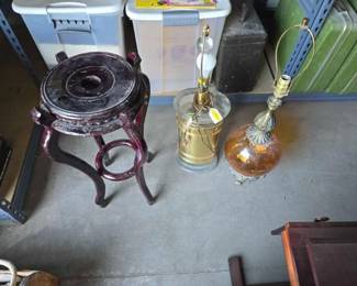 #13026 • (2) Lamps and (1) Wooden Pedestal
