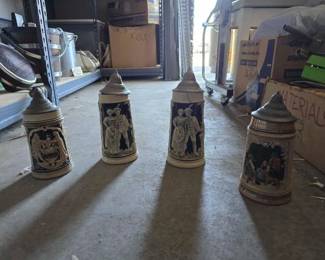 #13663 • 4 Glass Steins.
