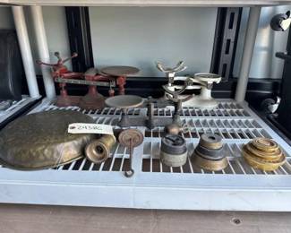 #24386 • Vintage Scales & Vintage Weights & Bell

