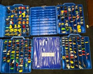 #10740 • (4) Hot Wheels Car Carry Cases with Vintage Cars
