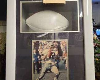 #20648 • Roger Staubach Sign football in picture framed
