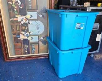 #20100 • Painting & 2 Totes with Leaf Plates
