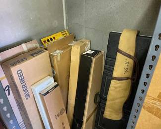 #10196 • 7 Guitar Boxes 2 Gun Boxes and 2 Gun Cases
