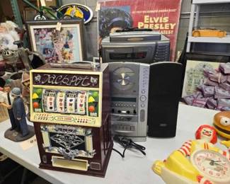 #1630 • Slot Machine Cassette Player Karaoke Machine and CD Player
