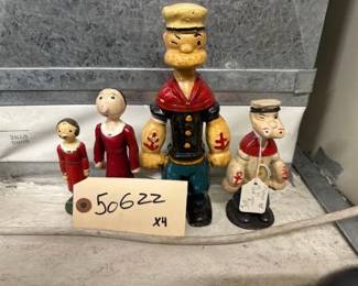 #50622 • (4) Cast-iron Popeye Figurines Piggy Banks
