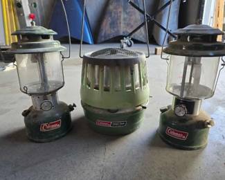 #22012 • 3 Kerosene Coleman Lanterns/Heaters
