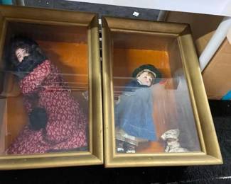 #10164 • 2 Framed Dolls
