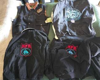 #12019 • (3) National Finals Rodeo Varsity Jackets and (1) Vest
