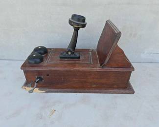 #13014 • Vintage Wooden Wall Telephone
