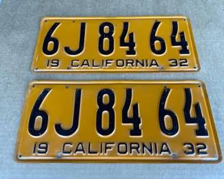 #6502 • Pair of 1932 California Licenses Plates
