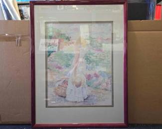 #10694 • Art / Painting of a Woman in a field with a basket
