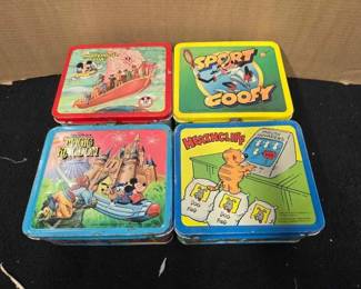 #10424 • (4) Vintage Metal Lunch Boxes
