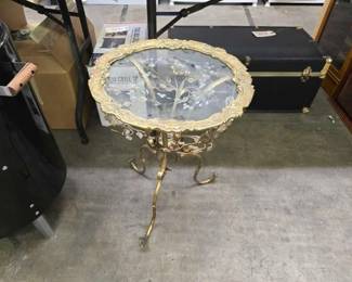#1652 • Brass Glass End Table
