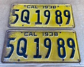 #6532 • Pair of 1938 California License Plate

