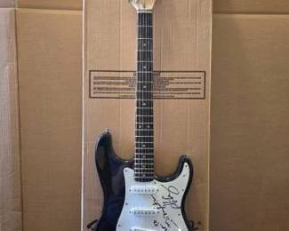 #10516 • Motley Crue Autographed Fender Squier Bullet Electric Guitar
