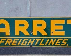 #10102 • Garrett Freightlines Inc Die-Cut Porcelain Sign
