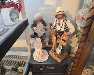 #60588 • (2) Porcelain Dolls and (1) Statue
