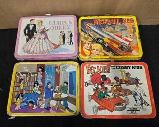 #10420 • 4 Vintage Metal Lunch Boxes

