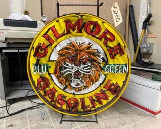 #50540 • Gilmore Gasoline Blu-Green Neon Lion Sign
