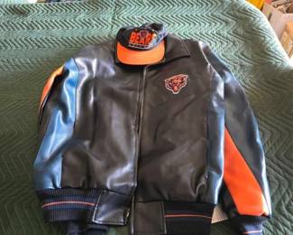 #12043 • Chicago Bears Leather Jacket and Hat
