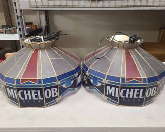 #1548 • (2) Vintage Michelob Hanging Ceiling Lights
