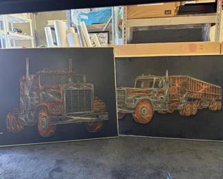 #10622 • (2) Simi Truck Wire Art
