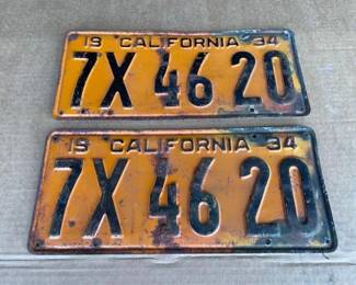 #6526 • Pair of 1934 California License Plate
