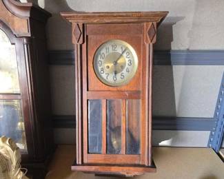#13054 • Vintage Wooden Wall Pendulum Clock
