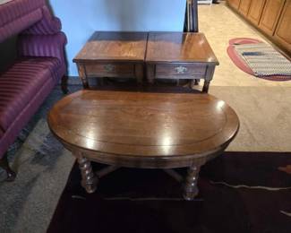 #60528 • (2) Wooden End Tables and (1) Coffee Table
