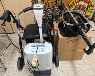 #50538 • (2) Canes & Walker Seat & Scale & (3) Box’s of Medical Supplies
