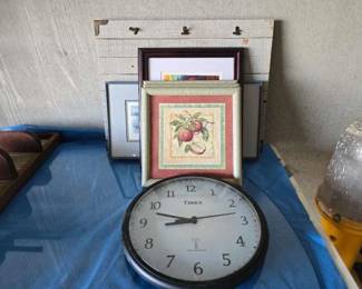 #6008 • 5 Framed Artwork 1 Timex Wall Clock and Remider Board
