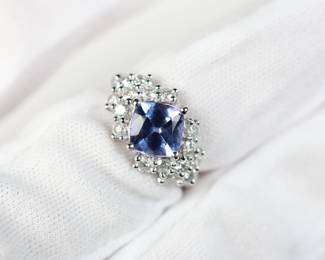Platinum, Natural Tanzanite & Diamond Ring 3.08ctw, 6.5 Grams Gemstone Jewelry Oscar Friedman
