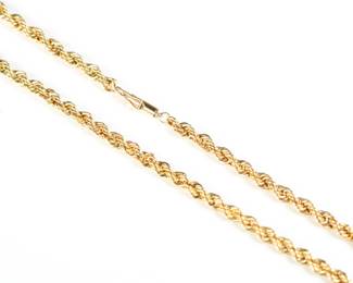14k Yellow Gold Rope Chain Necklace 9 Grams 585

