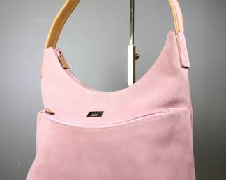 Gucci Shoulder Bag Pink Beige Suede Leather Hobo Handbag Purse Authentic
