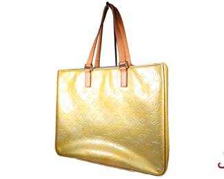 LOUIS VUITTON Yellow Gold Monogram Vernis Columbus Bag Authentic Purse Handbag Shoulder
