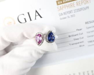 Platinum, GIA Sapphire & Diamond Ring 3.62ctw, 7.4 Grams Natural Gemstone Jewelry Diamonds
