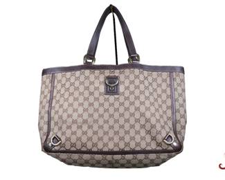 Remove background projectGUCCI Monogram Large Abbey Tote Dark Brown Purse Handbag Authentic
