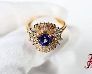 18k Yellow Gold, Natural Tanzanite & Diamond Ring 4.78ctw, 7.7 GRAMS Gemstone Jewelry Diamonds
