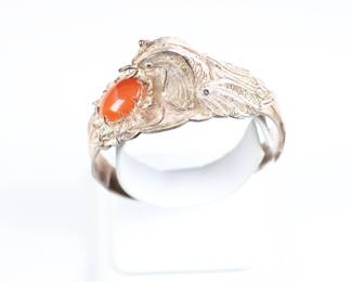 Coral Sterling Silver 925 Cuff Bird Bracelet Wire
