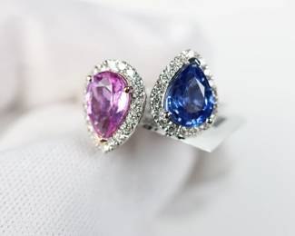 Platinum, GIA Sapphire & Diamond Ring 3.62ctw, 7.4 Grams Natural Gemstone Jewelry Diamonds
