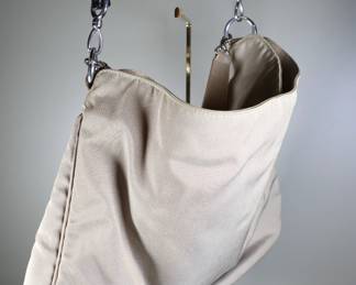 Gucci Khaki Nylon And Leather Bamboo Handle Hobo Handbag Purse Shoulder Authentic
