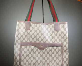 Vintage Gucci Shoulder Tote Bag Sherry Line Brown Authentic Purse Handbag Shoulder Bag
