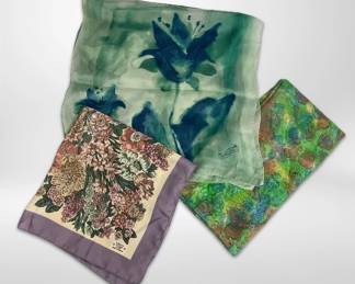 Three Vintage Silk Scarves From England And Italy