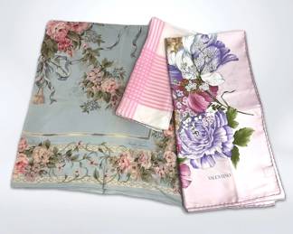 Valentino, Ralph Lauren, French Echo Silk and Cotton Vintage Scarves