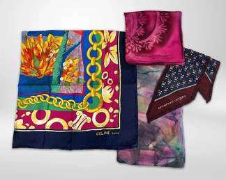 Emanuel Ungaro Vintage Silk Scarves, Celine Of Paris Silk Scarf, More