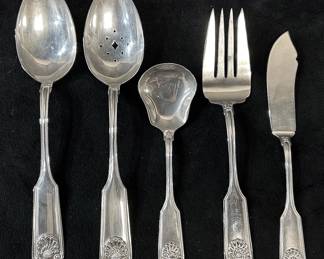 Fiddle Shell by Frank Smith Sterling Silver Serving Spoons, Fork, Knife