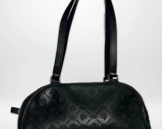 Versace Vintage Black Leather Embossed Bag