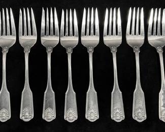 Fiddle Shell by Frank Smith Sterling Silver Salad Forks 8 Total